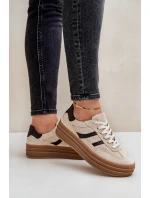 Zazoo N1176 Semišové Tenisky Na Platformě Béžové