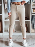 Dámské džínové kalhoty s páskem CLARET ve světle béžové barvě FashionStreet UY2440