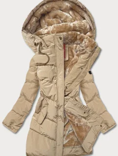 Dámská prošívaná zimní bunda v pískové barvě (2m-963)