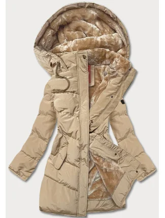 Dámská prošívaná zimní bunda v pískové barvě (2m-963)
