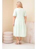 Dámské bavlněné šaty Plus Size s krátkým rukávem a volánem mentolová Dámské bavlněné šaty Plus Size s krátkým rukávem a volánem mentolová
