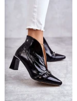 Kožené holínky na sloupku Maciejka Černe 05262-01