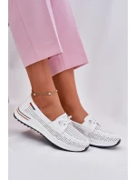 Kožené dámské polobotky na platformě bílé Violeth