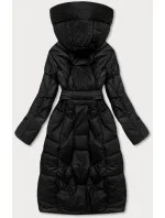Černá péřová bunda se stojáčkem a kapucí (ag2-j82)