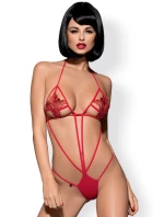 Dámské erotické body Luiza teddy red - OBSESSIVE Dámské erotické body Luiza teddy red - OBSESSIVE