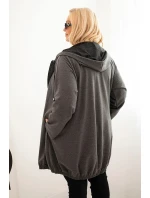 Dámská mikina Plus Size s kapucí a zipem grafitová