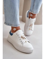 Nízké Tenisky Z Eko Kůže S Připevněnými Dekoracemi Bílá-Modrá Cillione