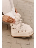 Dámské Sněhule Na Platformě S Šněrováním Světle Béžové Riaviana