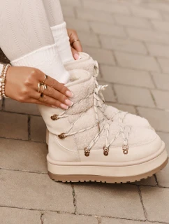 Dámské Sněhule Na Platformě S Šněrováním Světle Béžové Riaviana