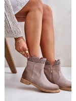 Nízké Dámské Boty Na Plochém Podpatku Zamszové Lewski 3624 Kávový