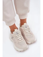 Sportovní boty sneakers dámské na silné podrážce béžové Prononice