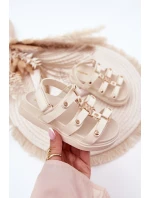 Dětské Sandály Se Zlatým Detalem Béžové Lunessa