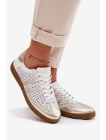 Kožené Síťované Dámské Tenisky Zazoo N1318 Stříbrno-zlaté