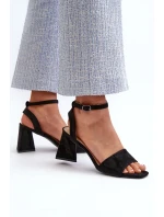 Dámské sandály na vysokém podpatku vyrobené z Eco Suede Black Upttima