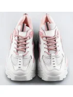 Bílo-růžové dámské sportovní boty s vysokou podrážkou (RA15) Bílo-růžové dámské sportovní boty s vysokou podrážkou (RA15)