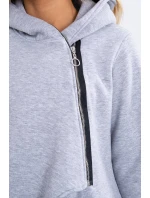 Zateplená mikina s asymetrickým zipem šedá