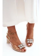 Transparentní Sandály Na Podpatku Zlaté SBarski MR1037-43 Transparentní Sandály Na Podpatku Zlaté SBarski MR1037-43