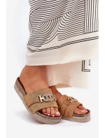 Dámské Pantofle Se Zlatým Detailem Na Platformě S Třpytkami Camel Eanes