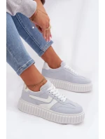 Dámské tenisky na platformě z eko semiše modré Cadrina