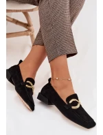 Dámské mokasíny z přírodního semiše zlatý detail D&A CR61-3115 Černé