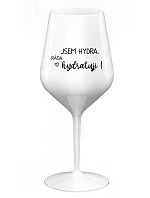 JSEM HYDRA. RÁDA HYDRATUJI! - bílá nerozbitná sklenice na víno 470 ml