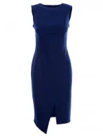 Pouzdrové šaty bez rukávů S105  tmavě modré - Stylove