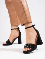 Výborné  sandály černé dámské na širokém podpatku