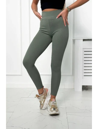 Tmavě mátové pruhované legíny