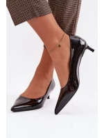 Lakované lodičky na nízkém podpatku Černé Girela