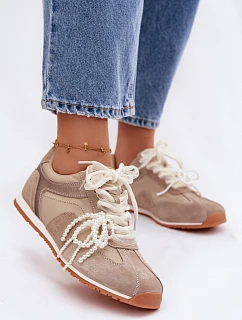 Kožené semišové dámské tenisky Big Star TT274677 béžové
