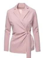 K056 Sako s páskem na zavazování - krepová růžová