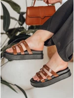 Dámské žabky na platformě PLATOFI camel FashionStreet ZY0880