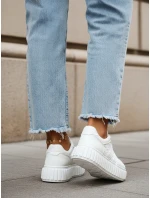 Dámské kožené tenisky s tlustou platformou bílé FashionStreet ZY1394