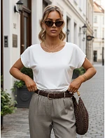Dámská oversize blůza z viskózy s krátkými rukávy, bílá, FashionStreet RY2926 Dámská oversize blůza z viskózy s krátkými rukávy, bílá, FashionStreet RY2926