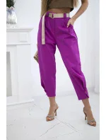 Kalhoty Summer Punto se zapínáním na nohavice tmavě fialová
