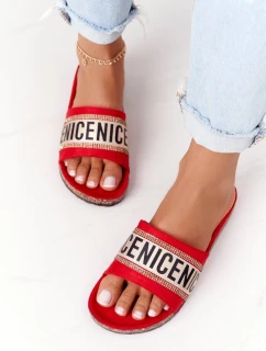 Nazouváky Na Korkové Podrážce Se Zirkony červené Be Nice