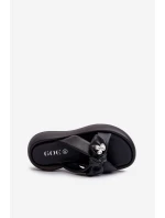 Dámské kožené sandály na platformě černé GOE NN2N4110