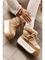 Kožené Dámské Sněhule Na Silné Podešvi S Kožešinou Big Star OO274A207 Hnědé