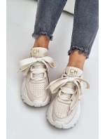 Dámské Kožené Tenisky Béžové CheBello 4583 Dámské Kožené Tenisky Béžové CheBello 4583