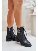 Kožené botky worker s teplou podšívkou na zip černé Elosie