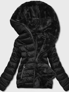 Černá oboustranná dámská bunda - kožíšek (b8051-1)