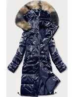 Tmavě modrá lesklá dámská zimní bunda (m1590-2ams)