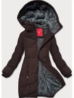 Hnědá dámská zimní bunda se stahovacími lemy LHD (LHD-24580)