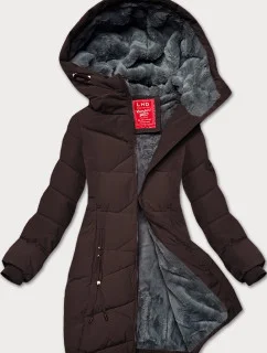 Hnědá dámská zimní bunda se stahovacími lemy LHD (LHD-24580)