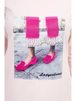 3D grafické šaty se zirkony v růžové barvě