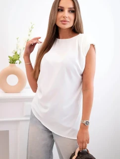 Elegantní dámská halenka s volánky a asymetrickým střihem ecru