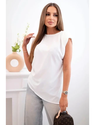 Elegantní dámská halenka s volánky a asymetrickým střihem ecru