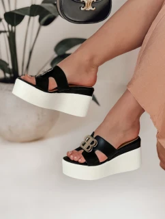 PLATSIMA dámské žabky na platformě černé FashionStreet ZY0757