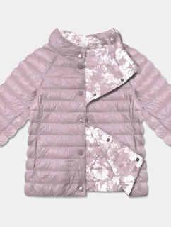 Špinavě růžová/květovaná oboustranná dámská plus size bunda se 3/4 rukávy Minority (M23-7010-57)
