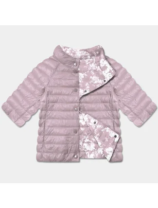 Špinavě růžová/květovaná oboustranná dámská plus size bunda se 3/4 rukávy Minority (M23-7010-57)